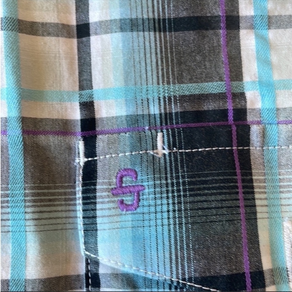 Stetson Mens XL Plaid Western Style Shirt - Picture 5 of 6